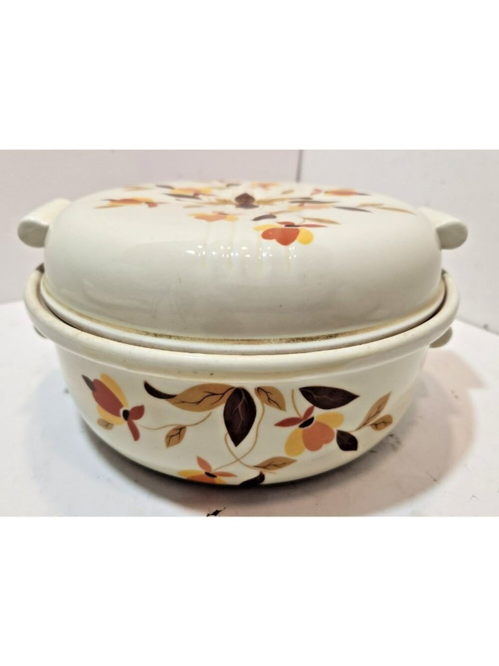 Vtg Hall Autumn Leaf Radiance Covered Casserole 2 QT 8.5" MCM Mary Dunbar